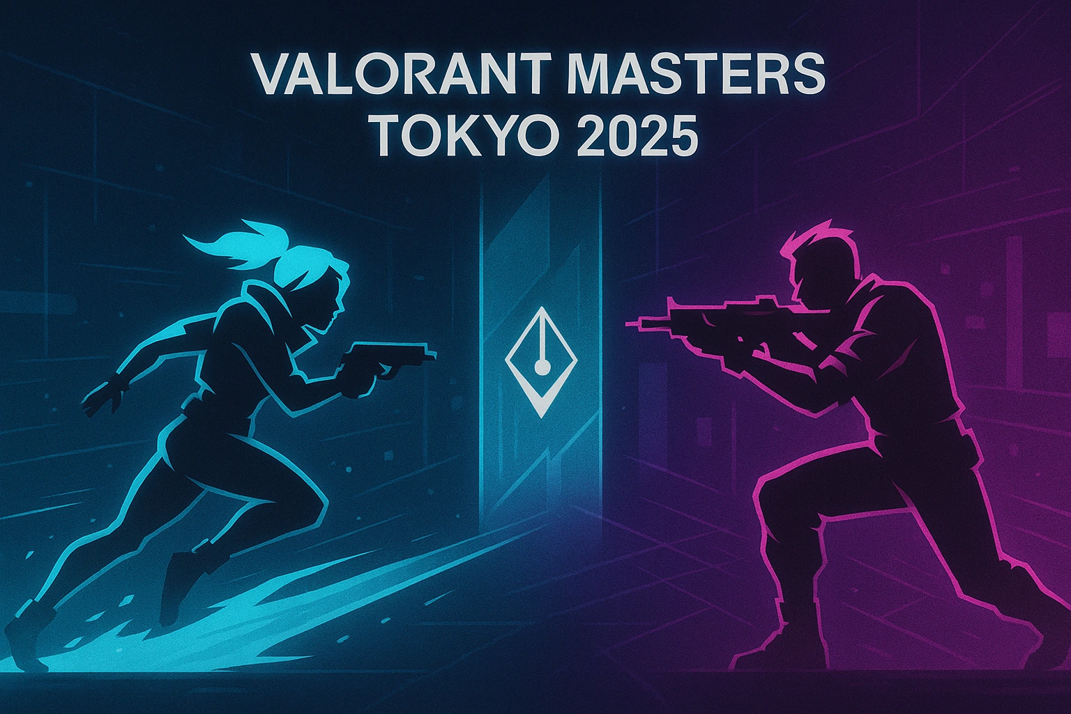 Momento de ação estilizado do Valorant Masters Tokyo 2025, destacando a habilidade no eSports Valorant.